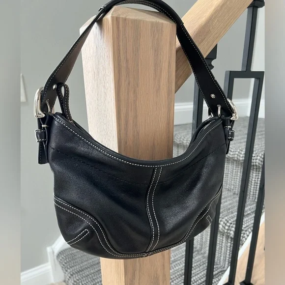 Coach Black Leather Soho Hobo #C05S-8A27 - Picture 2 of 7